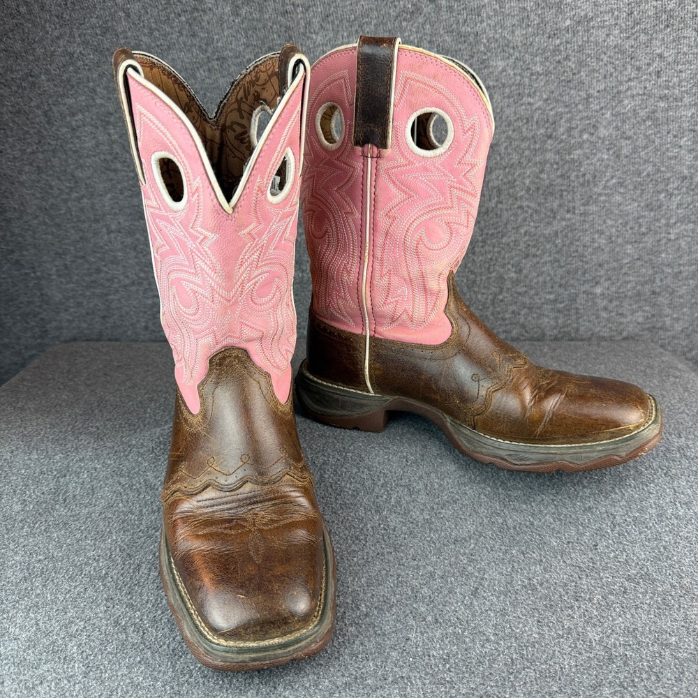 Durango Flirt Womens 7M Pink Brown Leather Western Cowboy Boots
